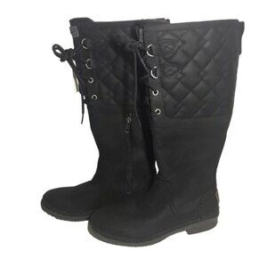 Ugg Elsa Quilted Leather and Sheepskin Lace Up Tall Winter Boots Size 6